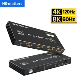 HDMI 2.1 Switch 4K 120Hz HDR 60Hz 4K/8K HDMI Auto Switch 3 in 1 out HDMI Switcher Slector Hub Switch HDMI w/remote for PS5 Xbox