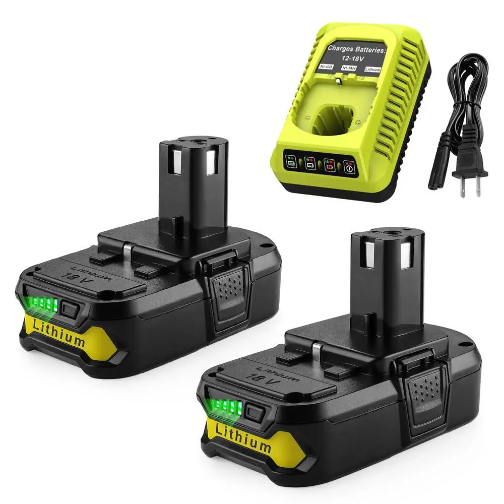 2 pacote 18v 3.5a ryobi bateria p102 p103 p104 p105 p107 carregador combo kit indicador de energia ce fcc rohs certificado ryobi 18v um