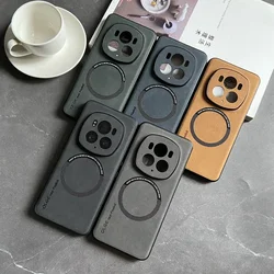 Magnetic Phone Case for Huawei Honor Magic 7 6 Lite 5 Pro Lambskin Texture Fuax Leather Cover for Honor 100 90 80 Pro Flat SE GT