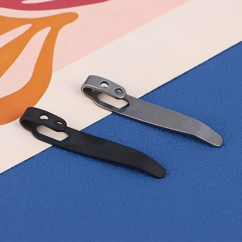 1 مجموعة 420 مادة من الستانليس ستيل سكين مشبك خلفي مع 3 قطعة M2.5 مسامير جيب الخصر المشابك للسكاكين DIY بها بنفسك صنع الملحقات