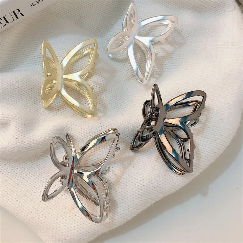 Beautiful Butterfly Hair Clips for Woman Full Metal Shark Teeth Hair Claw Woman Hair Accessories