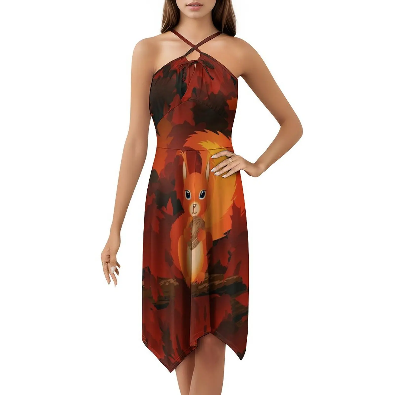 فستان قصير على طراز السنجاب Preppy للنساء على شكل حرف a فضفاض مناسب فستان يوم غير رسمي للخريف والخريف فساتين نسائية لطيفة للهالوين الطبيعي #5