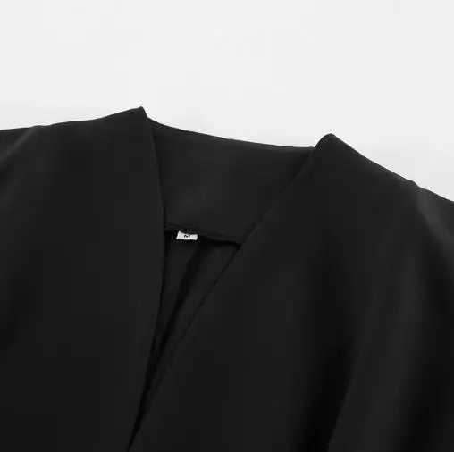 Women's Jacket 2025 Spring Autumn Temperament Elegant Slim Fit Waist Cinched Black Long Sleeve Commuting V-Neck Blazer Coat