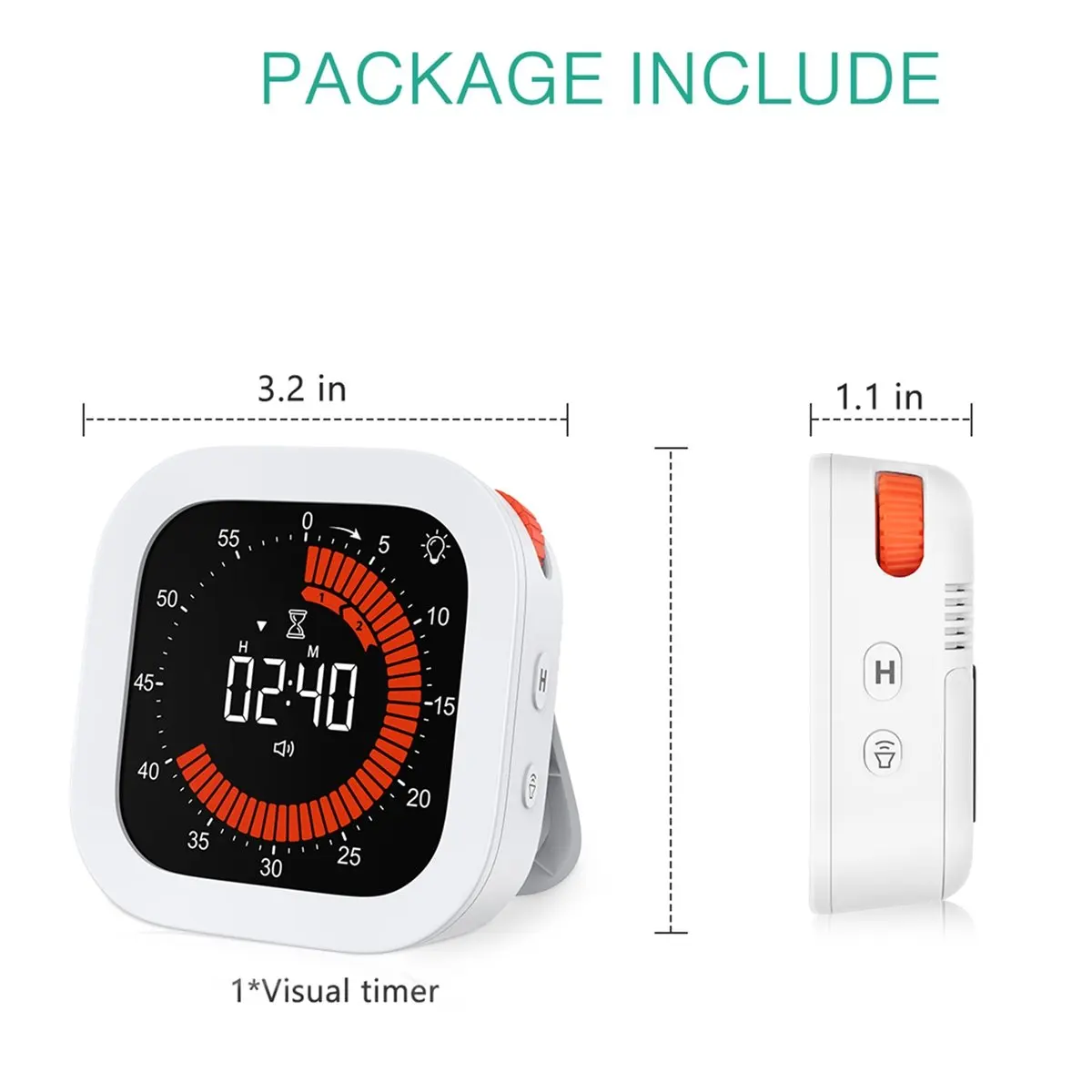 Upgraded Visual Timer Rechargeable Digital Countdown Kitchen Mechanical Cooking Timer Management Tool for Home School