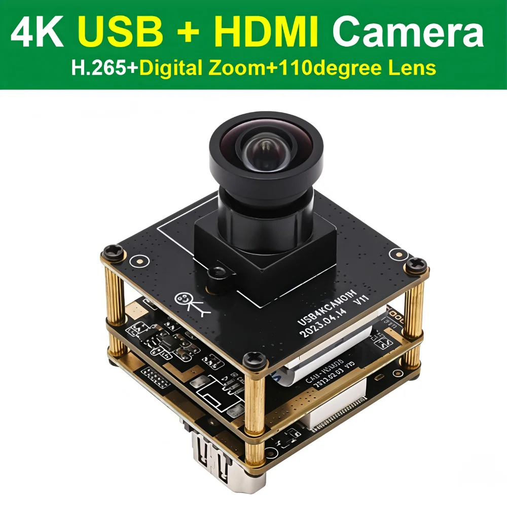

ELP 4K HDMI USB Camera IMX415 3840×2160 30fps H.265 H.264 No Distortion 110°Wide Angle Webcam Plug Play a for PC Raspberry Pi