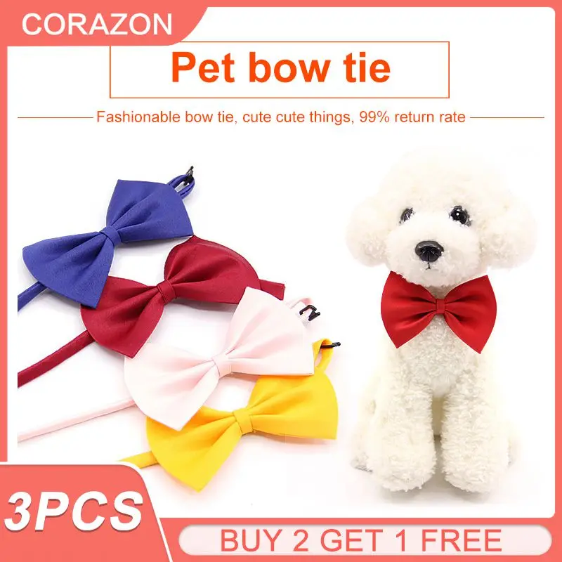 3PCS/Set Pet Dog Cat Necklace Adjustable Strap For Cat Collar Dogs Accessories Pet Dog Bow Tie Puppy Bow Ties Dog Pet Supplies