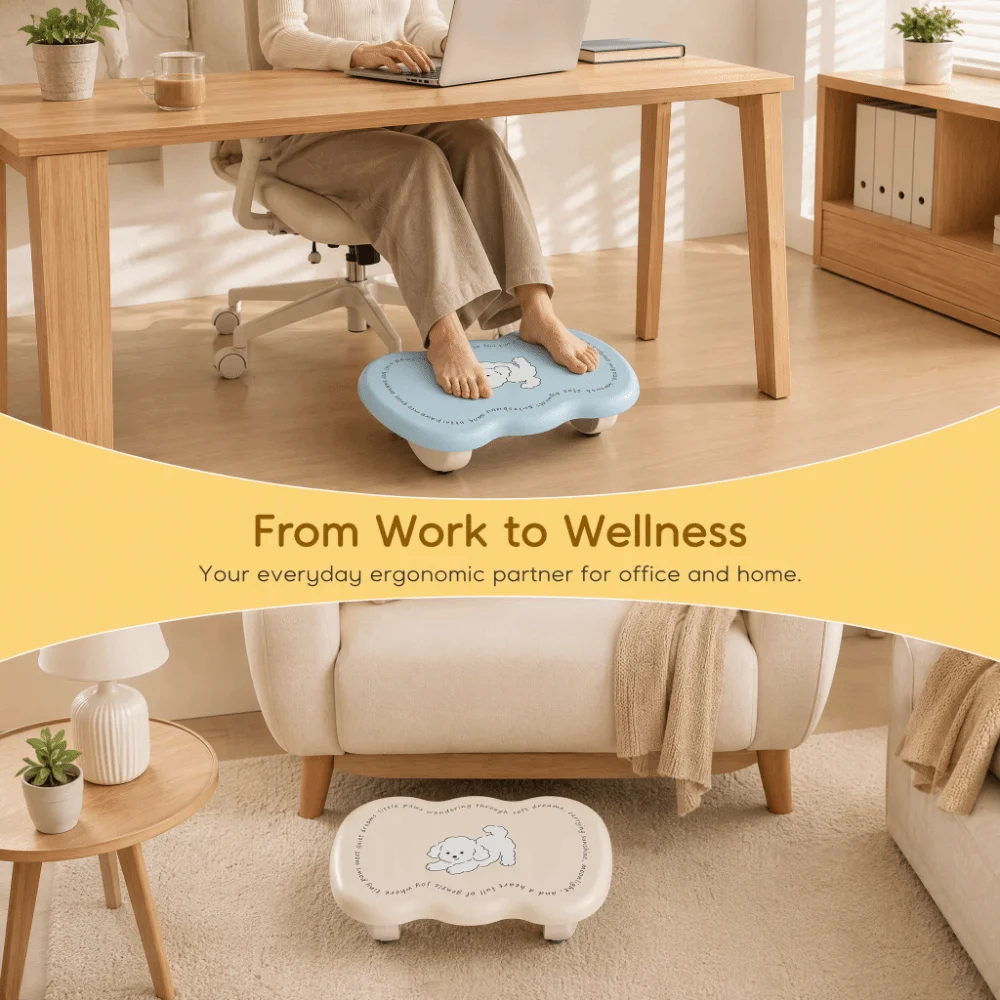 Ergonomic Under Desk Footrest Nonslip Bottom Hollow Out Adjustable Footstool Breathable Comfortable Foot Stool Computer Desk