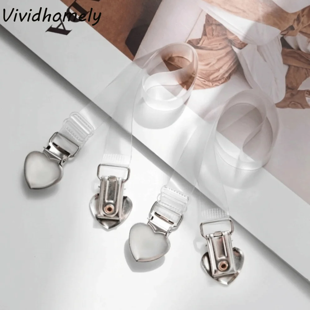 Transparent Invisible Shoulder Strap Adjustable Heart Duckbill Clip Bra Clasp Portable Invisible Camisole Clip Underwear