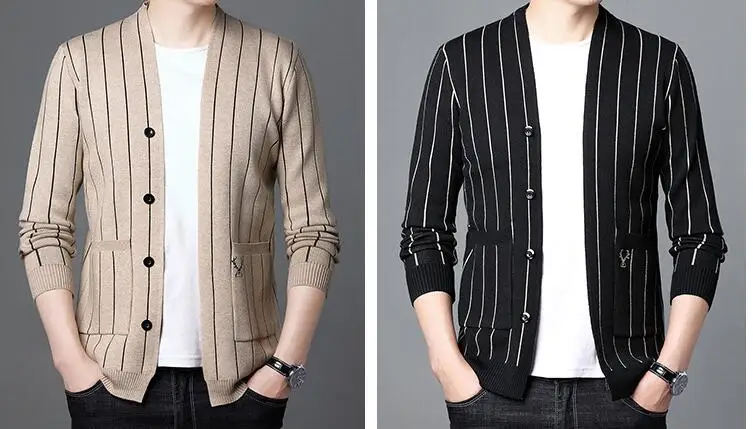 Áo Cardigan Thương Hiệu Áo Len Nam Dạo Phố Thời Trang Áo Len Áo Khoác Nam Thu Đông Cashmere Ấm Áp Áo Khoác Len Cardigan Nam Có Túi