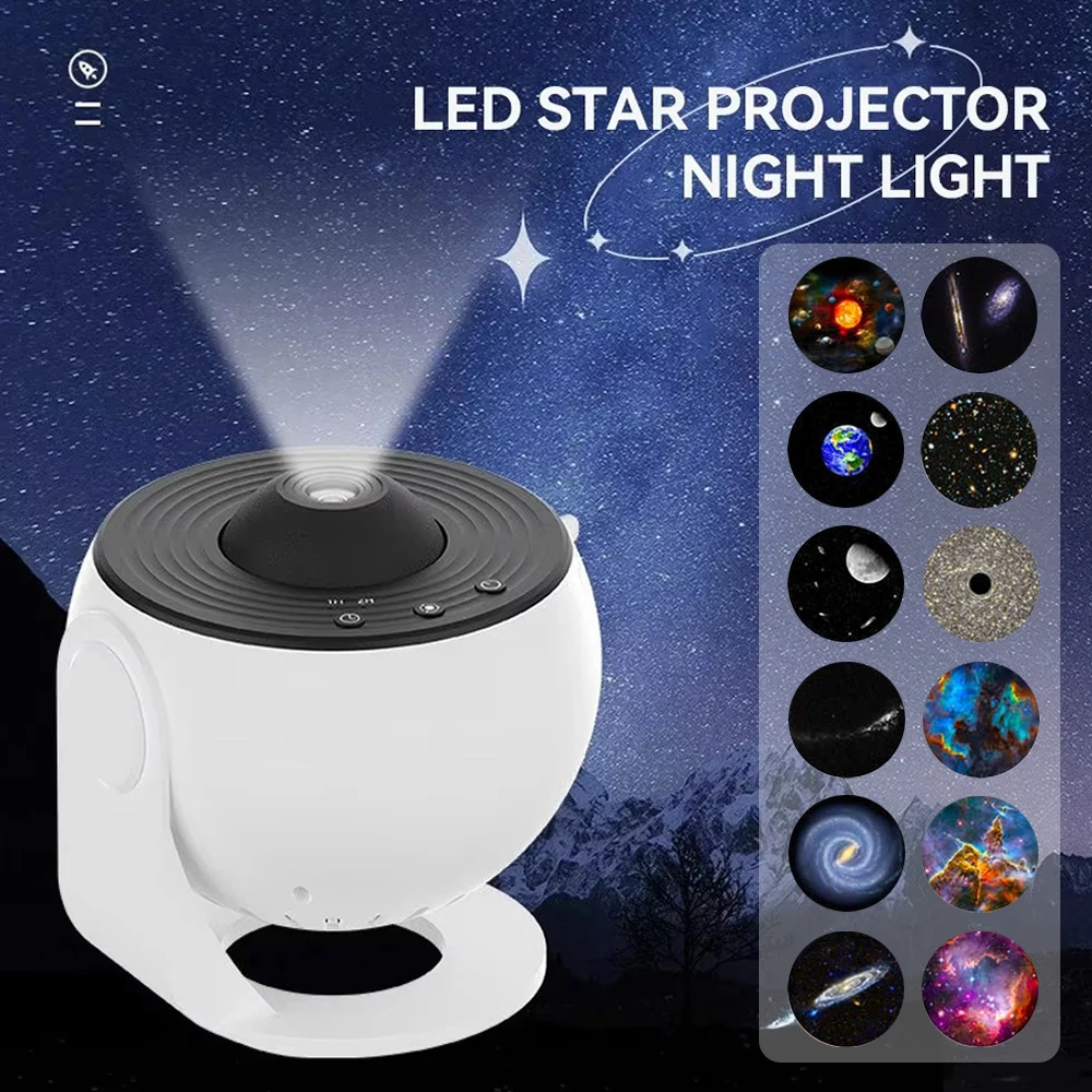 LED Milky Way Projector Freely Rotating Starry Night Sky Projection Lamp 13 Adjustable Patterns USB Decoration Light for Bedroom