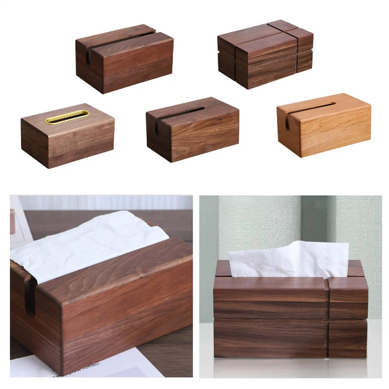 Tissue Holder Solid Wood Creative Paper Storage Box Rectangular Tissue Box Napkin Dispenser for Car Bedroom Desks Home Bathroom