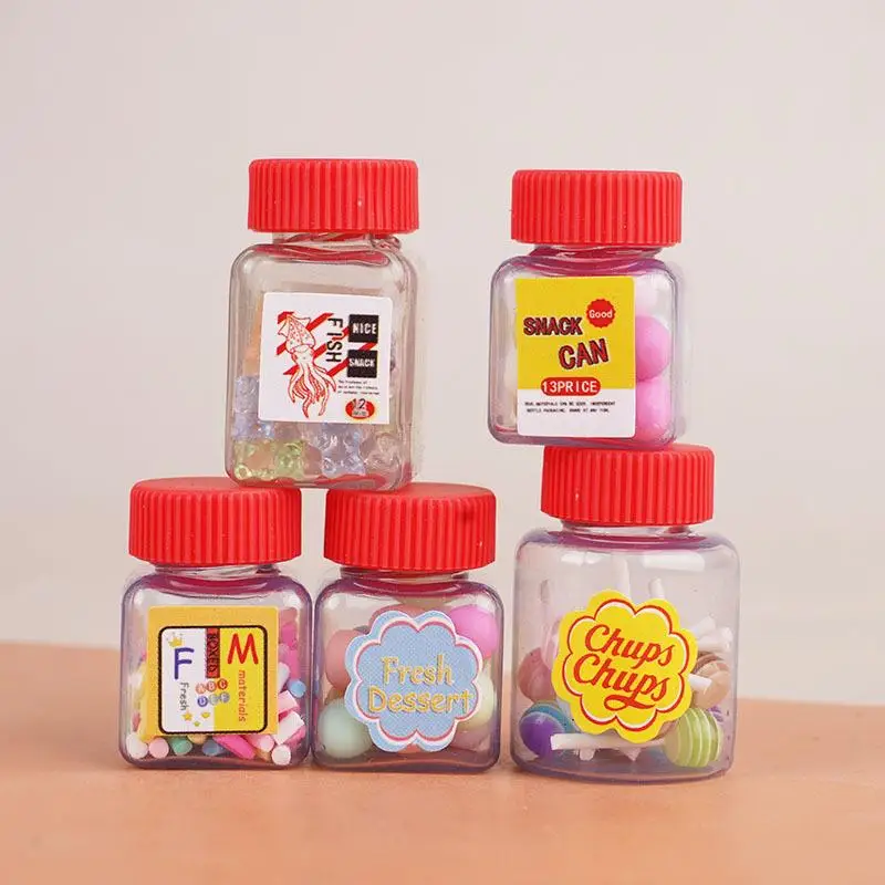10 stks/set Poppenhuis Miniatuur Snackpot Simulatie Snoeppotten Model Poppenhuis Keuken Lege Flessen Decoratie Fantasiespel Speelgoed