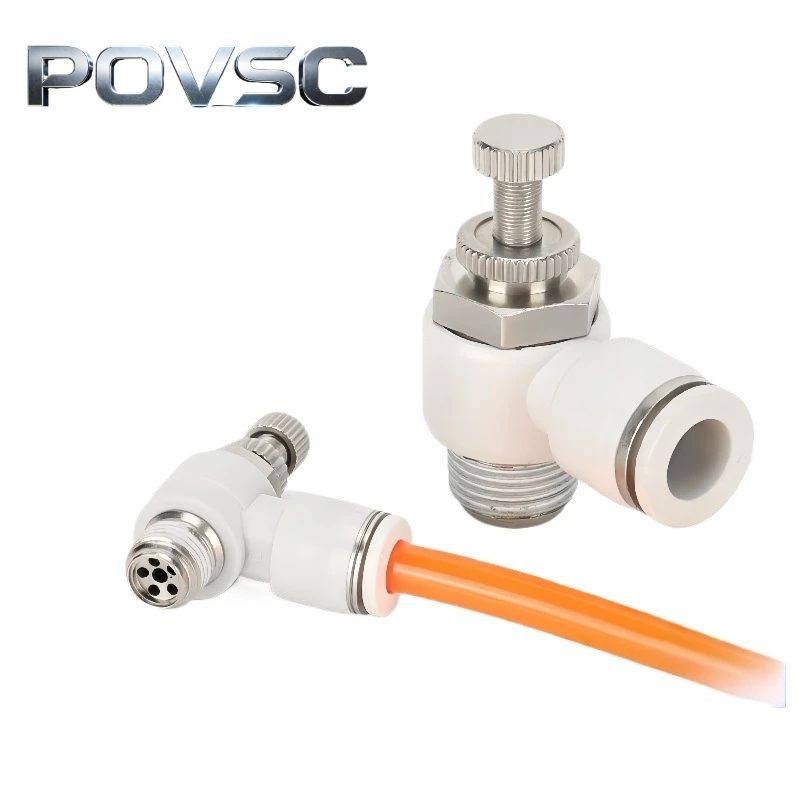 

SL6-01 8-02 8-03 10-01 Pneumatic Throttle Valve Quick Push In Connector Air Speed Regulator Flow Control Valve for Air Cylinder-