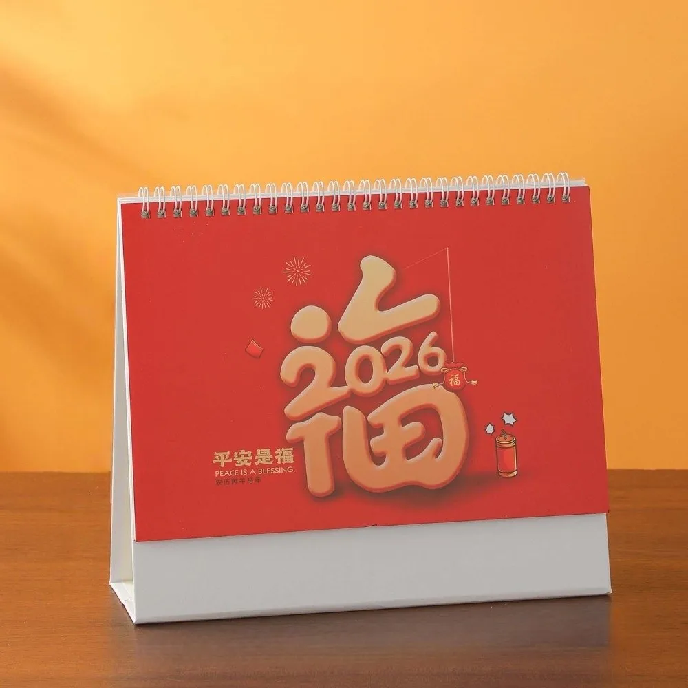 Estilo de ano novo chinês 2026 calendário de mesa mês data exibição dos desenhos animados cavalo ano calendário pônei bobina encadernação agenda planejador