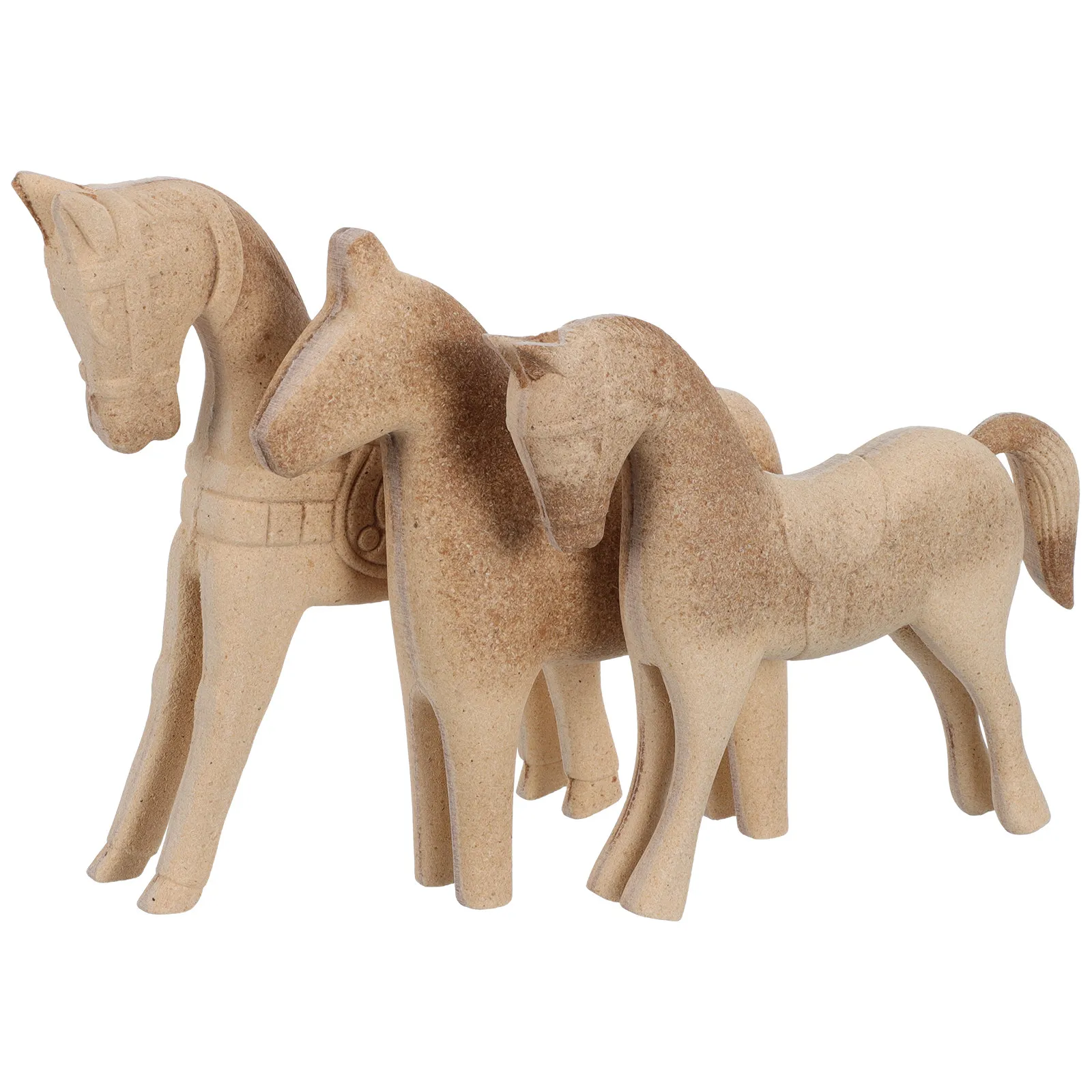 

Набор из 3 неокрашенных деревянных заготовок лошадей для ручной росписи, набор для творчества, декор для дома, набор для росписи животных