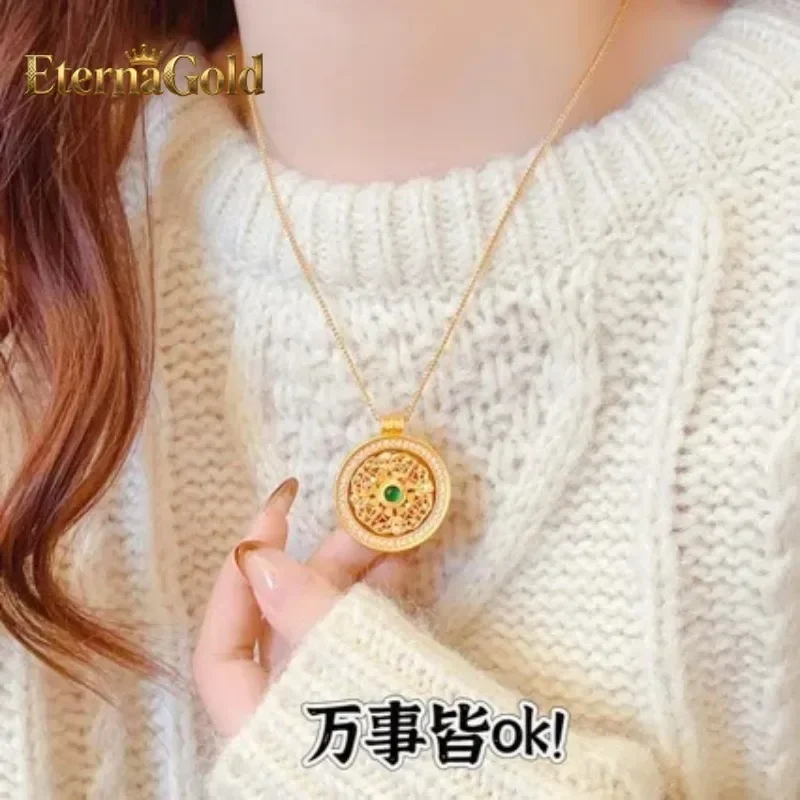 

EternaGold Подвеска-ваджра с вращающимся элементом, инкрустированная бриллиантами, из золота 24K (AU999) для мужчин и женщин | Магнитные съемные ваджры с изображением Сутры Сердца