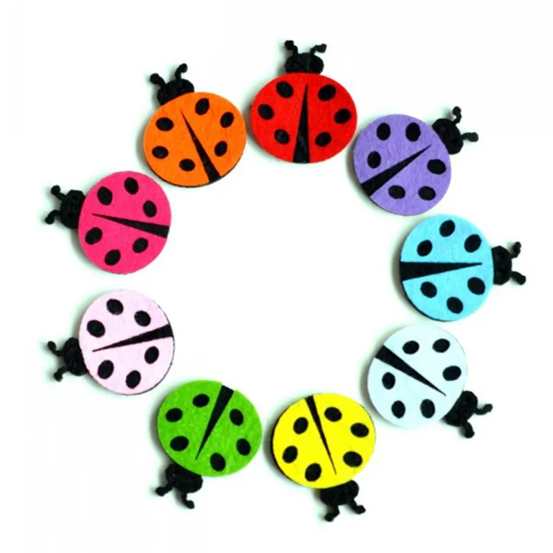 10pcs/lot 2inch 9colors Handmade Lovely Fabric Ladybug Patches For Women Garment Cute Felt DIY Accessories