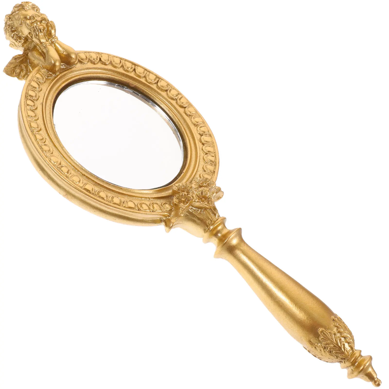 

Ручное зеркало в винтажном стиле с ручкой из смолы, портативное зеркало для макияжа для женщин и девушек, для путешествий, дома и офиса, декоративное