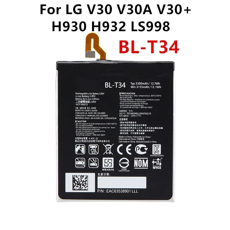 

Original BL-T34 3300mAh Replacement Battery For LG V30 V30A V30+ H930 H932 LS998 T34 BLT34 Mobile phone Batteries