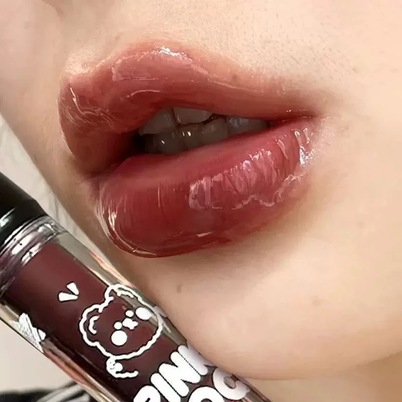 Mirror Water Dark Black Lip Gloss Long-Lasting Non-stick Cup Lip Glaze Hydrating High Pigments Liquid Lipstick Korean Lip Makeup