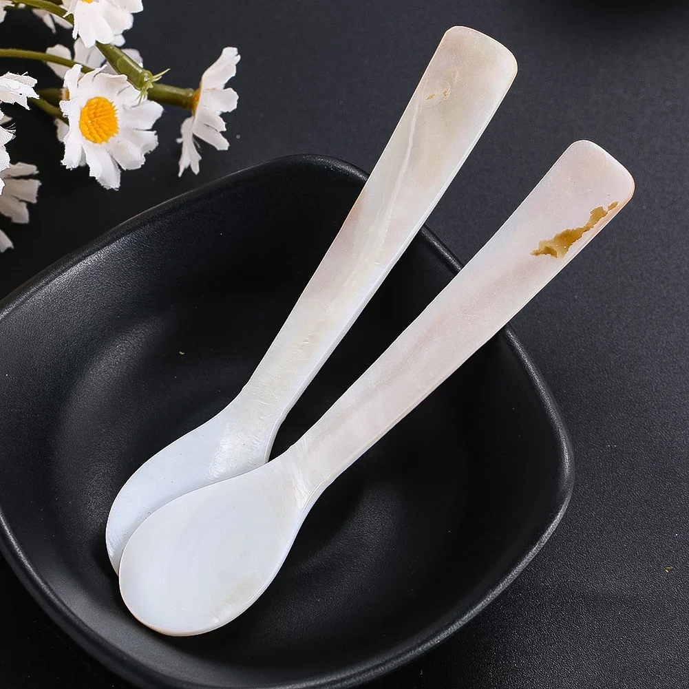 Natural Shell Spoon Perfect Ice Cream Coffee Caviar Serving Tool Decorative Tableware Seasoning White Dessert Dinner Soup Spoons