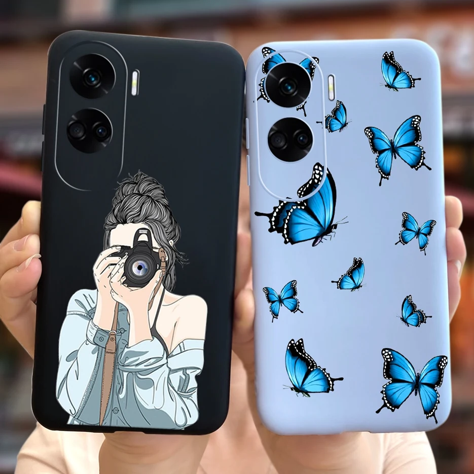 For Honor 90 Lite Case Luxury Cartoon Gilrs Sunflower Painted Cover Soft Silicone Phone Case For Honor 90 Pro Honor90 Lite Shell