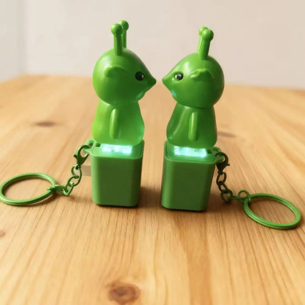 1/2/3Pcs Green Aliens Button Keychain Fidget Toy with Sound Lights Stress Anxiety Relief Keyboard Clicker Decompression Button