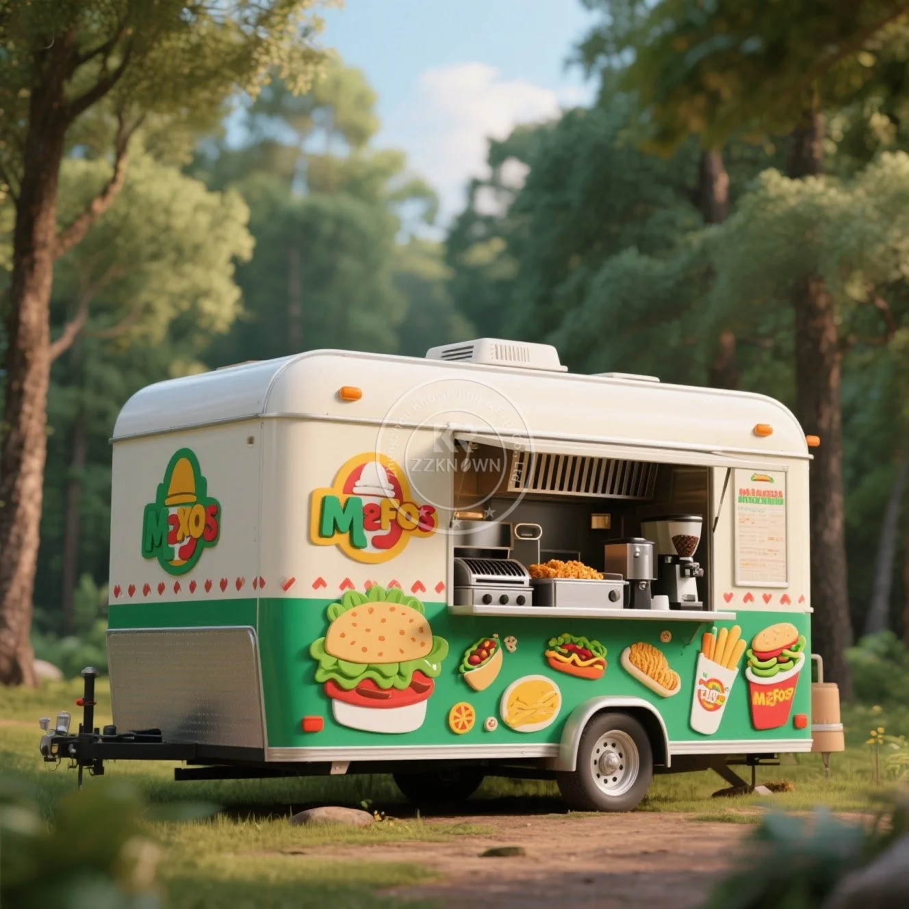 New Mobile Coffee Trailer USA Standard Food Vending Cart Food Car Custom Color Pull The Dining Cart