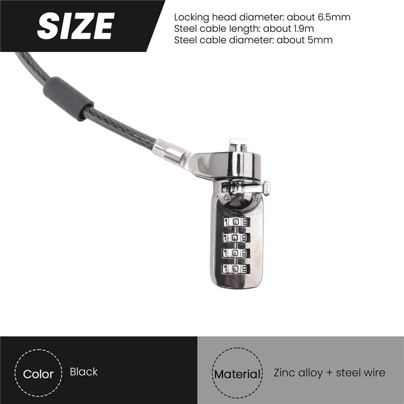 Blocco cavo per notebook portatile con combinazione antifurto di sicurezza A10R Blocco password a 4 cifre
