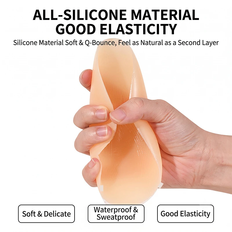 1 pair of silicone adhesive bras with built-in shoulder straps, adhesive push-up breast pads, plus-size invisible bras, thickened design, suitable for parties, performances, and special occasions