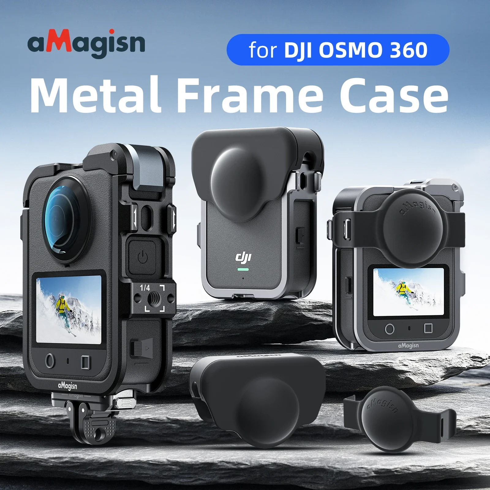 

Camera Rabbit Cage Metal Protective Case Aluminum Alloy Frame Cage with Silicone Lens Cover Protective Film For DJI OSMO 360