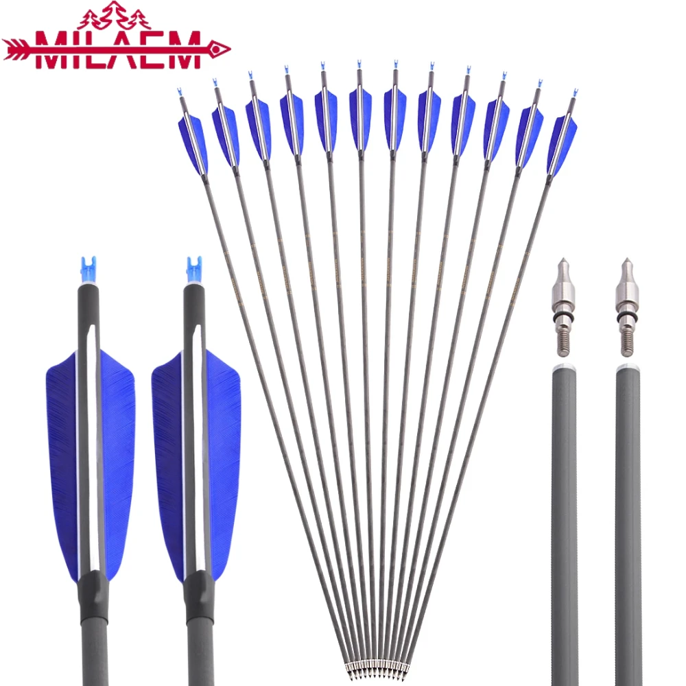 6/12pcs 35inch Carbon Arrow OD6.2mm Spine400 Replaceable 100Grain Arrowhead with 4'' Turkey Feather Archery Shooting Accessories