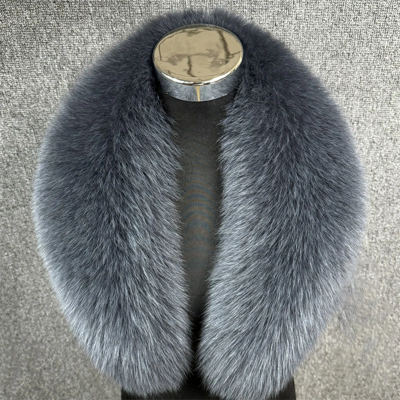 حقيقي الثعلب الفراء طوق النساء الشتاء سميكة الفراء طوق وشاح الياقات يلتف الرقبة أدفأ الفراء والأوشحة شال فاخر رقيق شال فرو #5