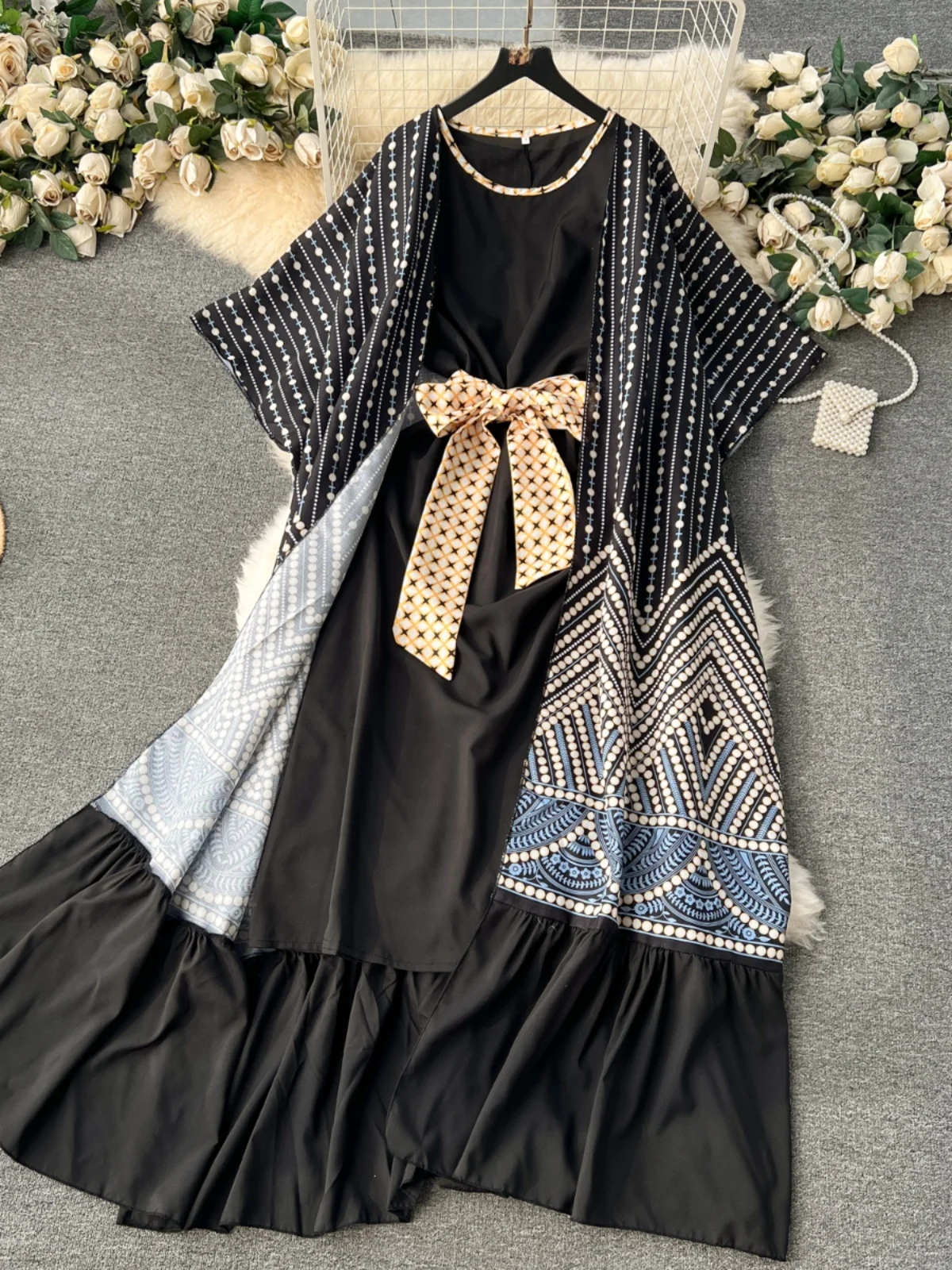 

Women's Floral Print awl Jaet Svel Vest Dr Two-Piece Set Faionable Spring Collection for Young Adults