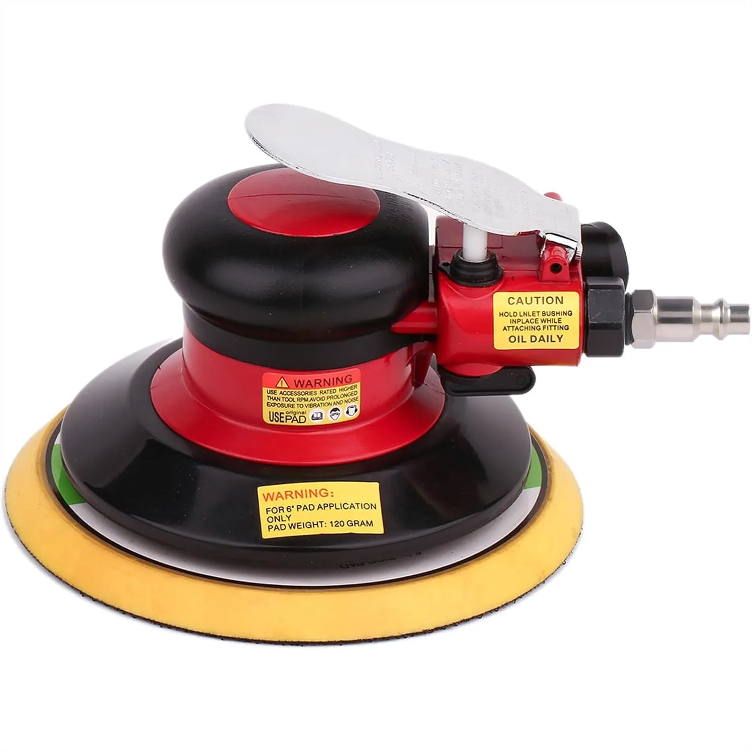 

6 Inch Air Random Orbital Sander, Dual Action Pneumatic Palm Sander, Low Vibration Heavy Duty