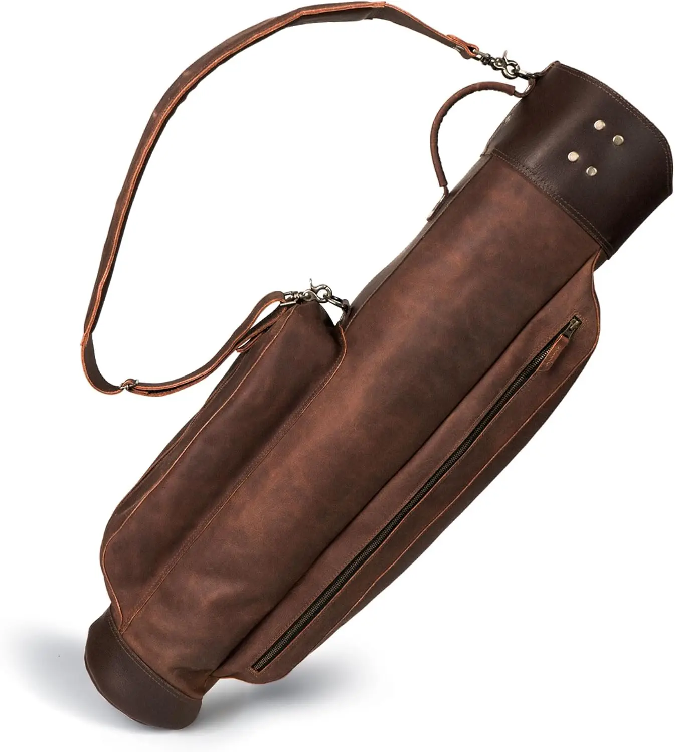 Genuine Leather Softback Golf Bag Arcuate Shoulder Strap Vintage Club Carry Sunday Stand Design Premium Sports Organizer