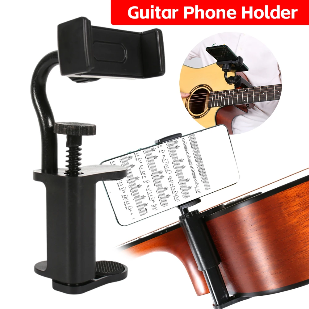 

Guitar Phone Holder Hands-Free Guitar Stand Holder Multi-Purpose Guitar Camera Clamp for Recording Video-Calling Streaming