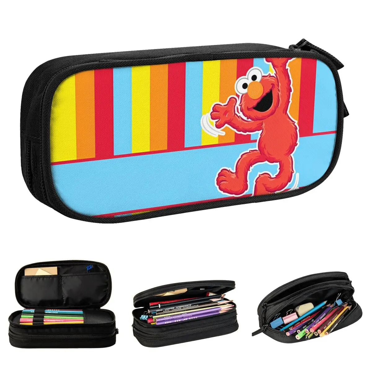 S-Sesame Streets Pencil Case Lovely Cookie Monster Cartooon Pen Bag Kids Big Capacity School Supplies Gift Pencilcases