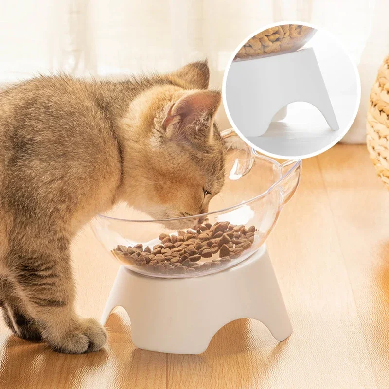 Cat Feeding Bowl Plastic Pet Food Water Feeder Bowls Raised Stand Inclination Mouth Feeding Bowl Pet Kitten Supplies