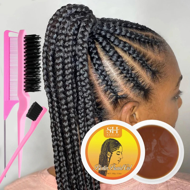 100G 헤어 브레이딩 젤 헤어 스타일링 왁스 브러시, 오래 지속되는 트위스트, 강한 홀드, 부드러운 헤어 스타일링, 곱슬 방지 가장자리 브레이드 왁스 