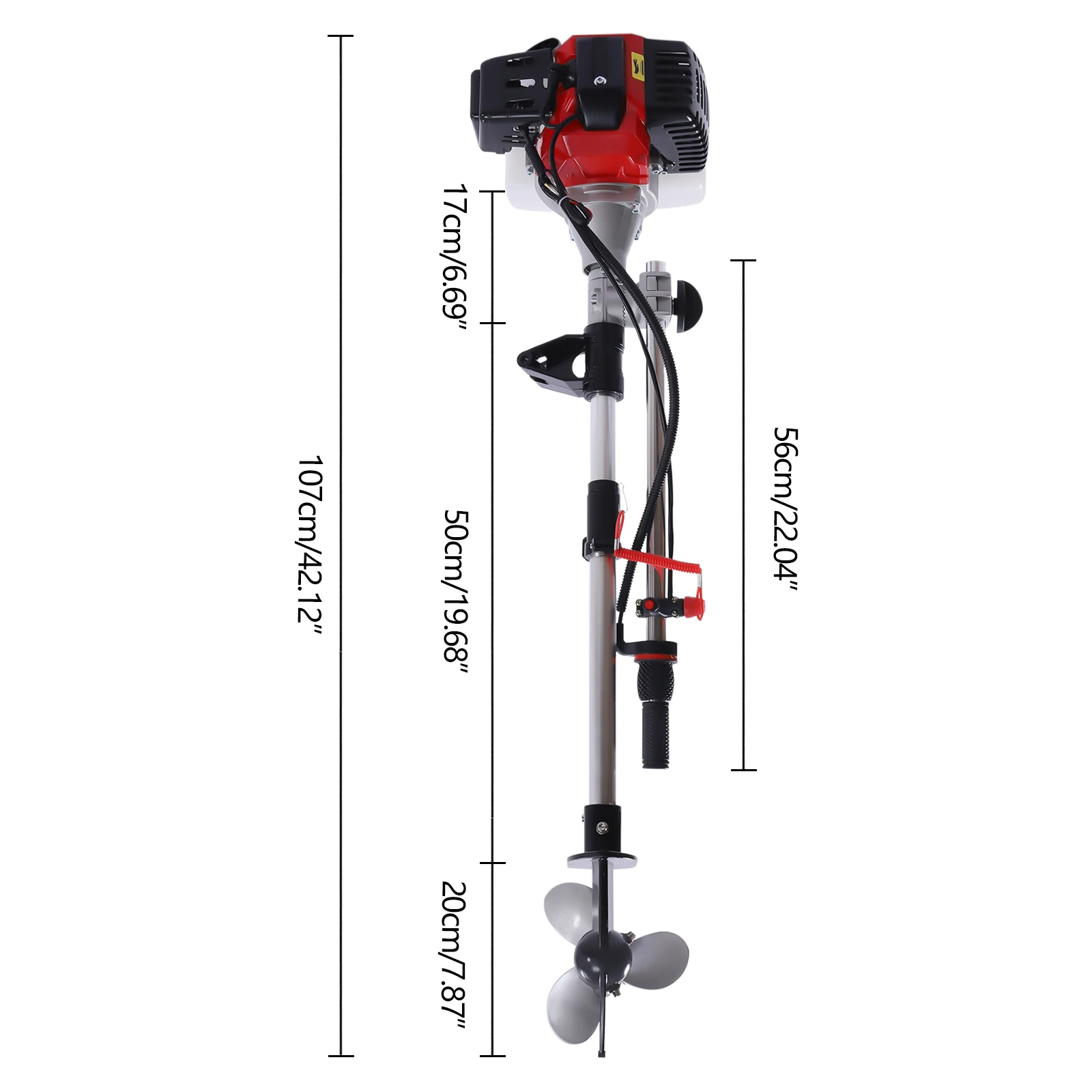 2,3 PS 2-Takt gasbetriebener Außenbord-Trolling-Motor 52CC Bootsmotor mit langer Welle