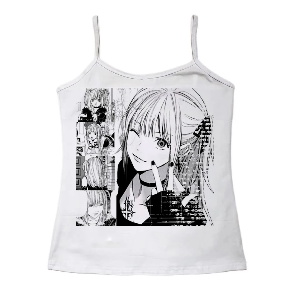 Damen Death Note Misa Amane Manga Panel Grafik Langarm-Oberteil Anime Y2K Harajuku Gothic Slim Weißes Crop-Shirt Streetwear – Detail 5