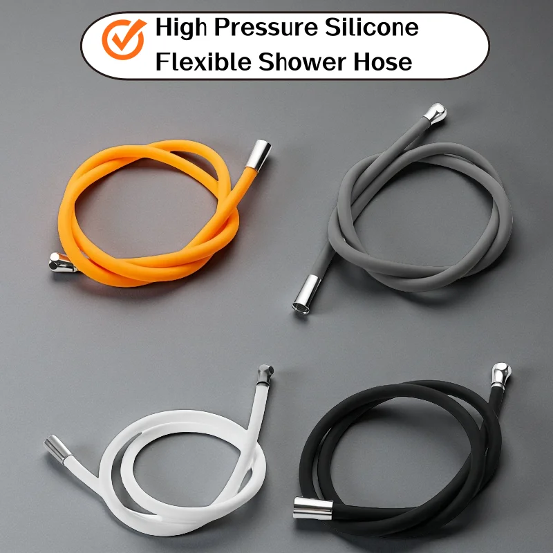 Silicone Flexible Shower Hose High Pressure 1.5/2M Anti-Winding Tube for Shower Head Faucet Bathroom Accessories