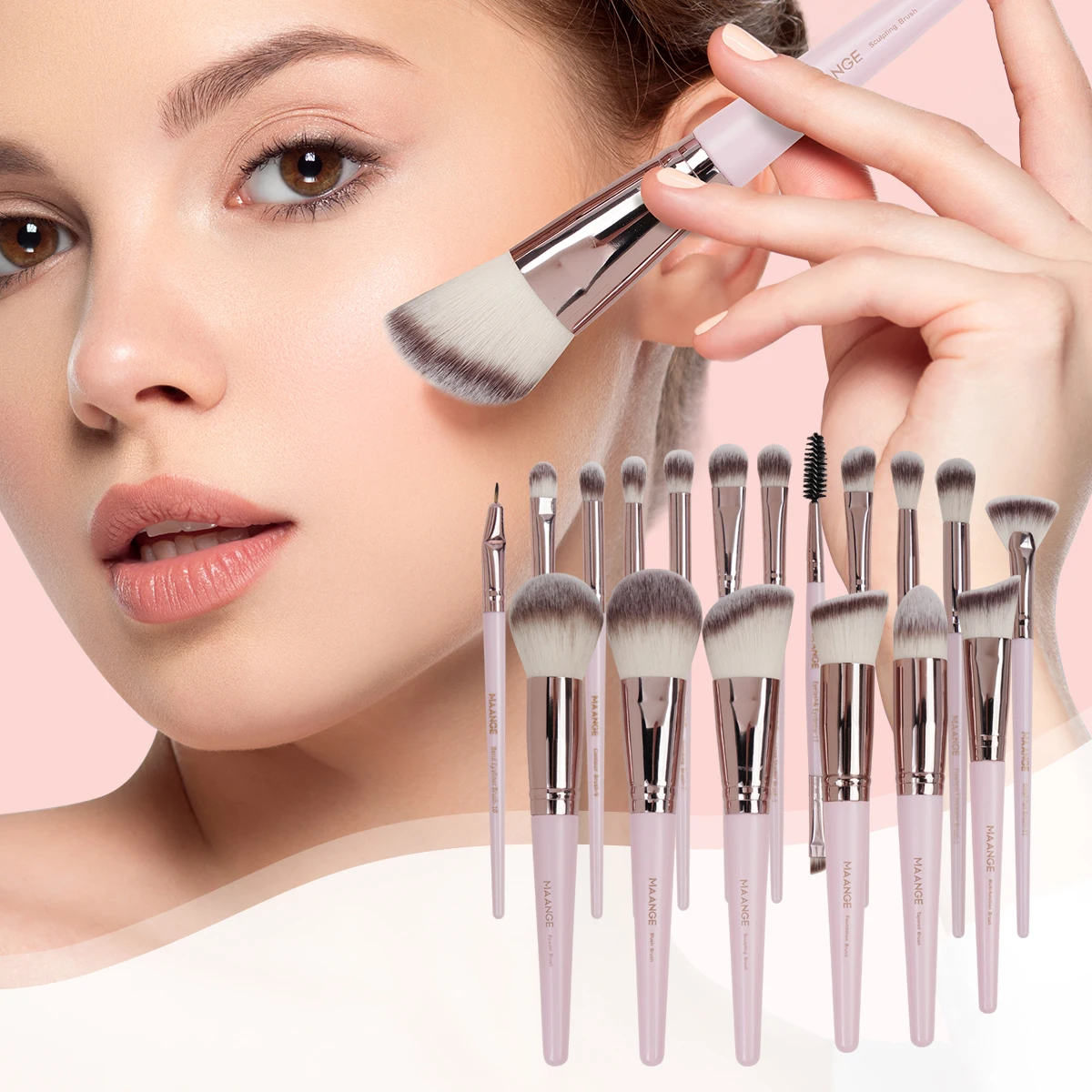 MAANGE 18PCS Professional Makeup Brush Set Facial Foundation Powder Eyeshadow Blush Brushes Blending Cosmetic Makeup Tools