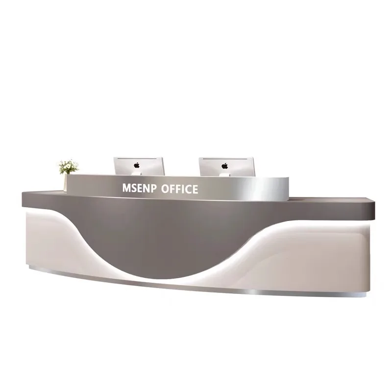 

&c Minimalist Modern Paint Fluted Classic Reception Desk Special Shaped Consultation Desk