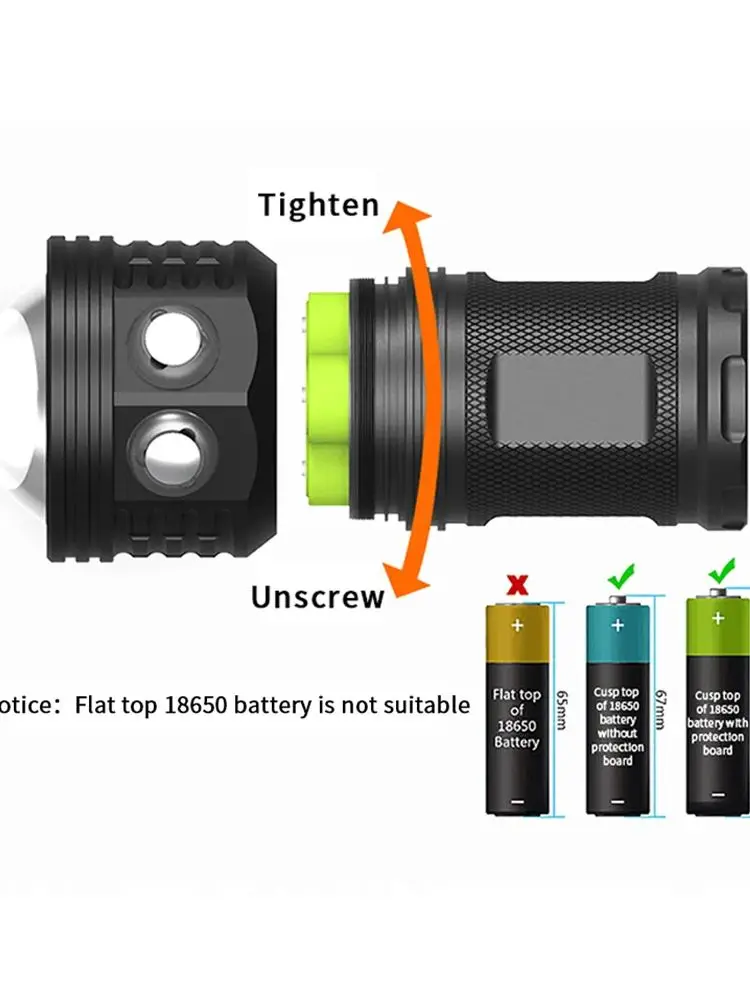 LetonPower Underwater Photography Light Highlight 12000Lumens COB Lamp LED Diving Flashlight 100M Waterproof Video Torch