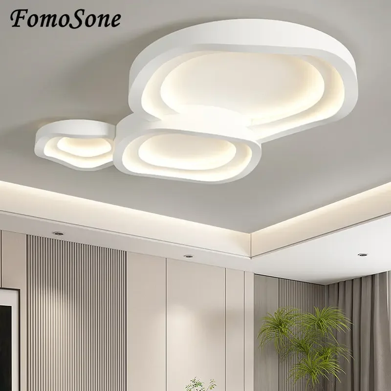 

Modern Creative Round Wave Bedroom LED White Ceiling Lamp Remote Control Dimming for Living Room Dining Room Indoor Lighting