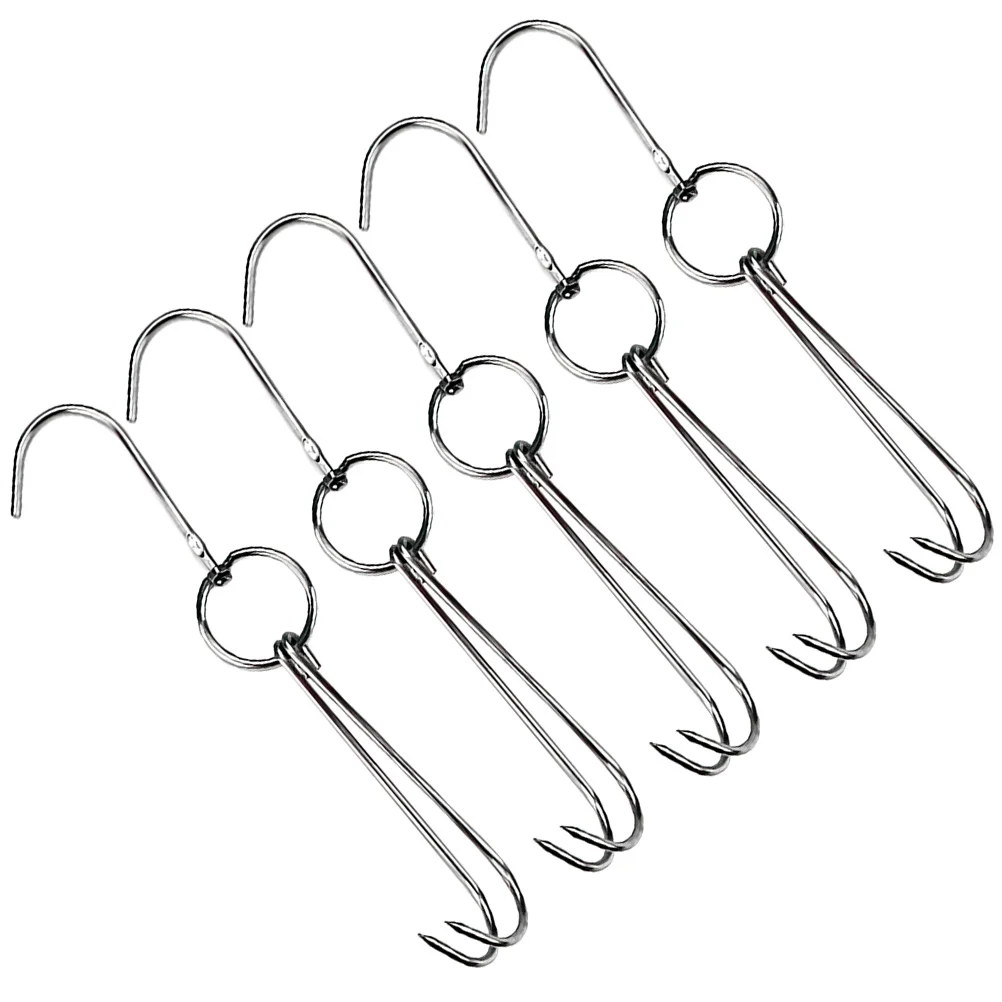 5pcs Meat Hooks Poultry Hooks Butcher Hooks Stainless Steel Double Design Hooks Roast Hook Meat Processing Hooks