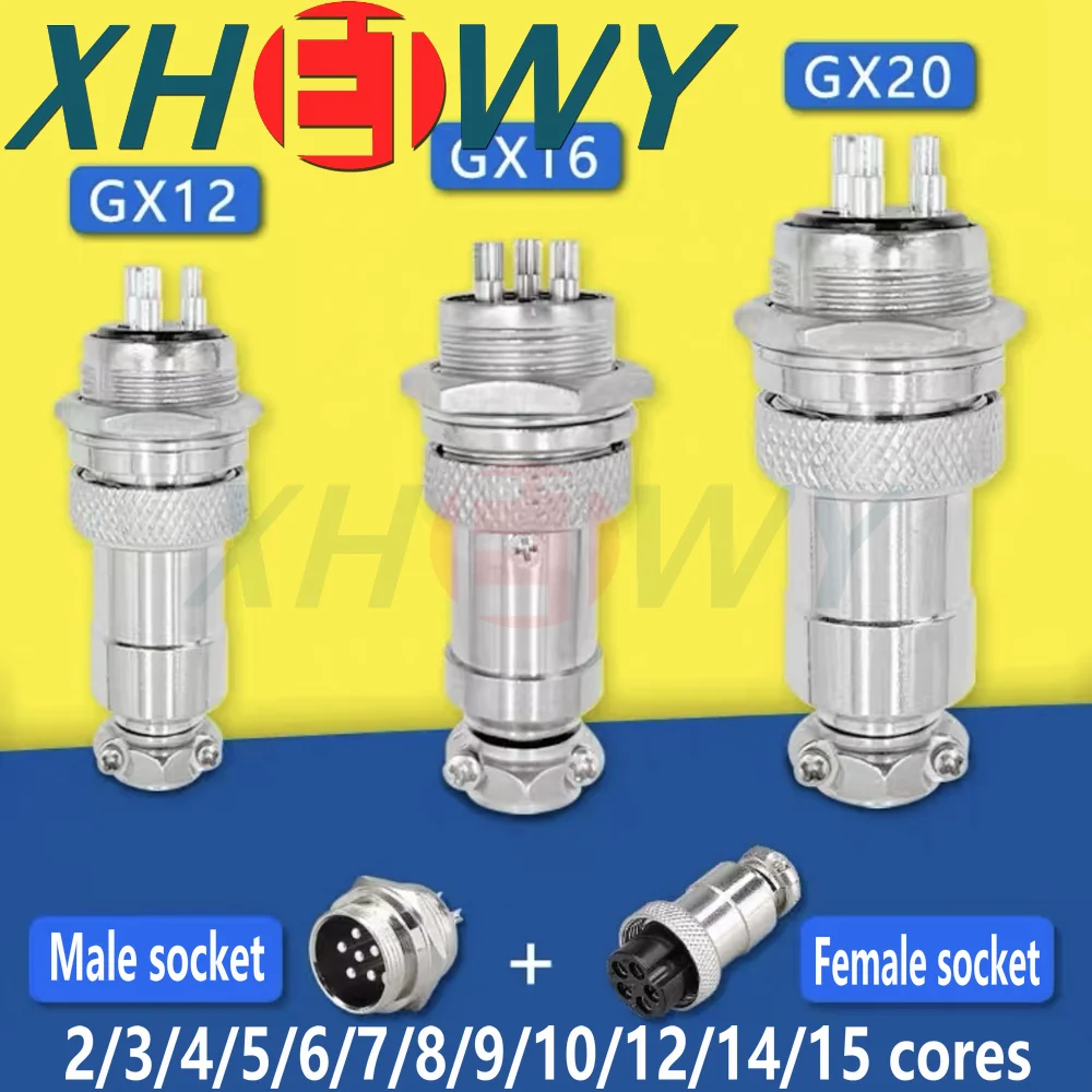 GX12 GX16 GX20 2 3 4 5 6 7 8 9 10 12 14 15 pin male and female wire and cable aviation circular connector plugs and sockets