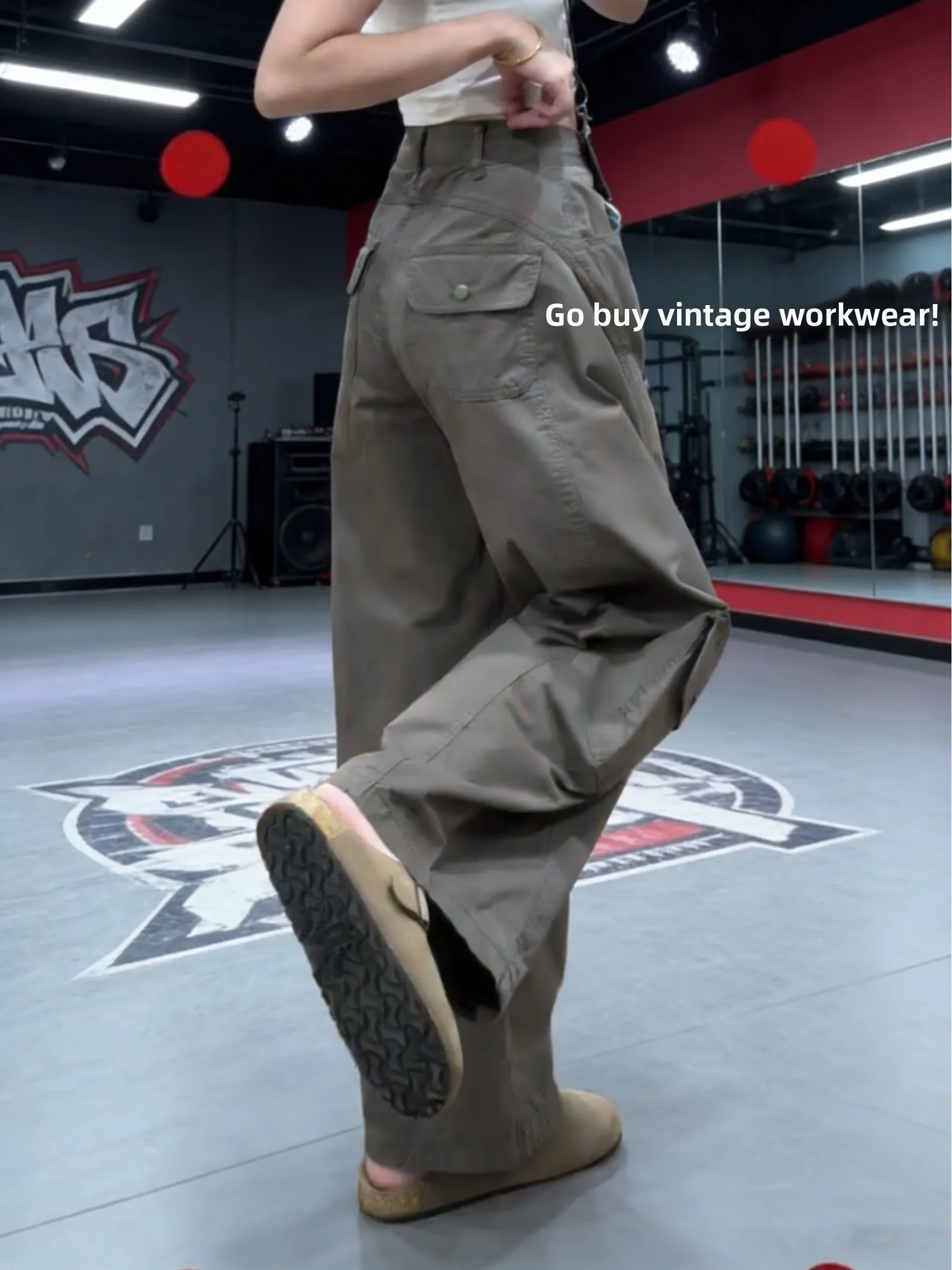 

Ретро-брюки в стиле милитари зеленого цвета с широкими штанинами, женские свободные брюки с высокой талией для похудения, повседневные брюки для альпинизма, весна-лето